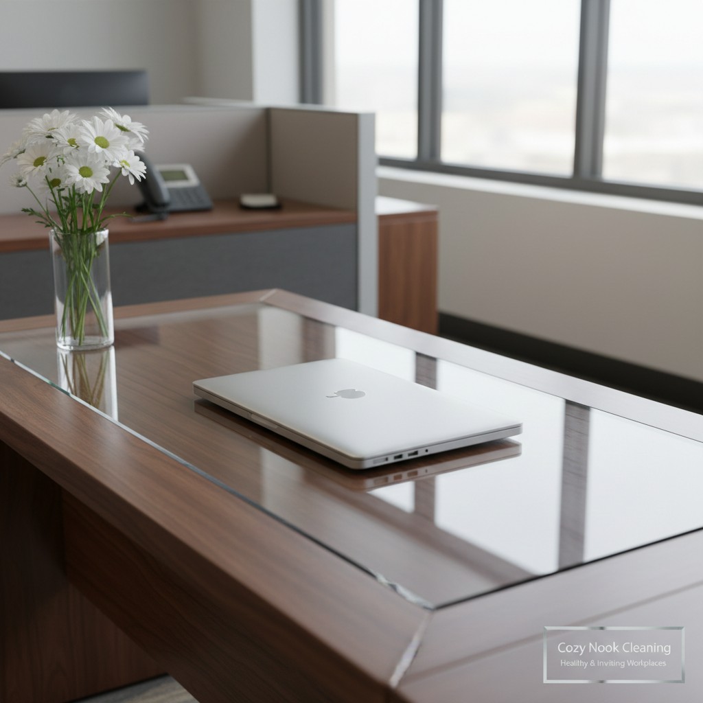 Clean office space like an apartment, which suggests a residence or rental scene.